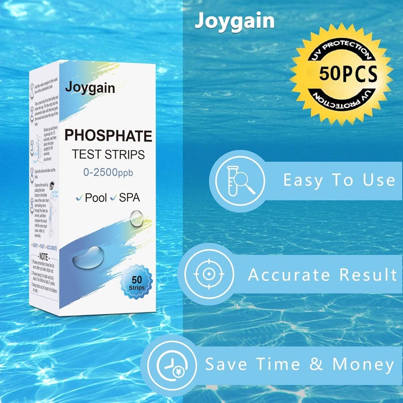 Joygain Phosphate Test Kit for Pool Hot-Tub: 50PCS Phosphate Test Strips Phosphate Pool Test for Hot Tub Spa Easy and Accurate to Dectect Phosphate Level - Image 2